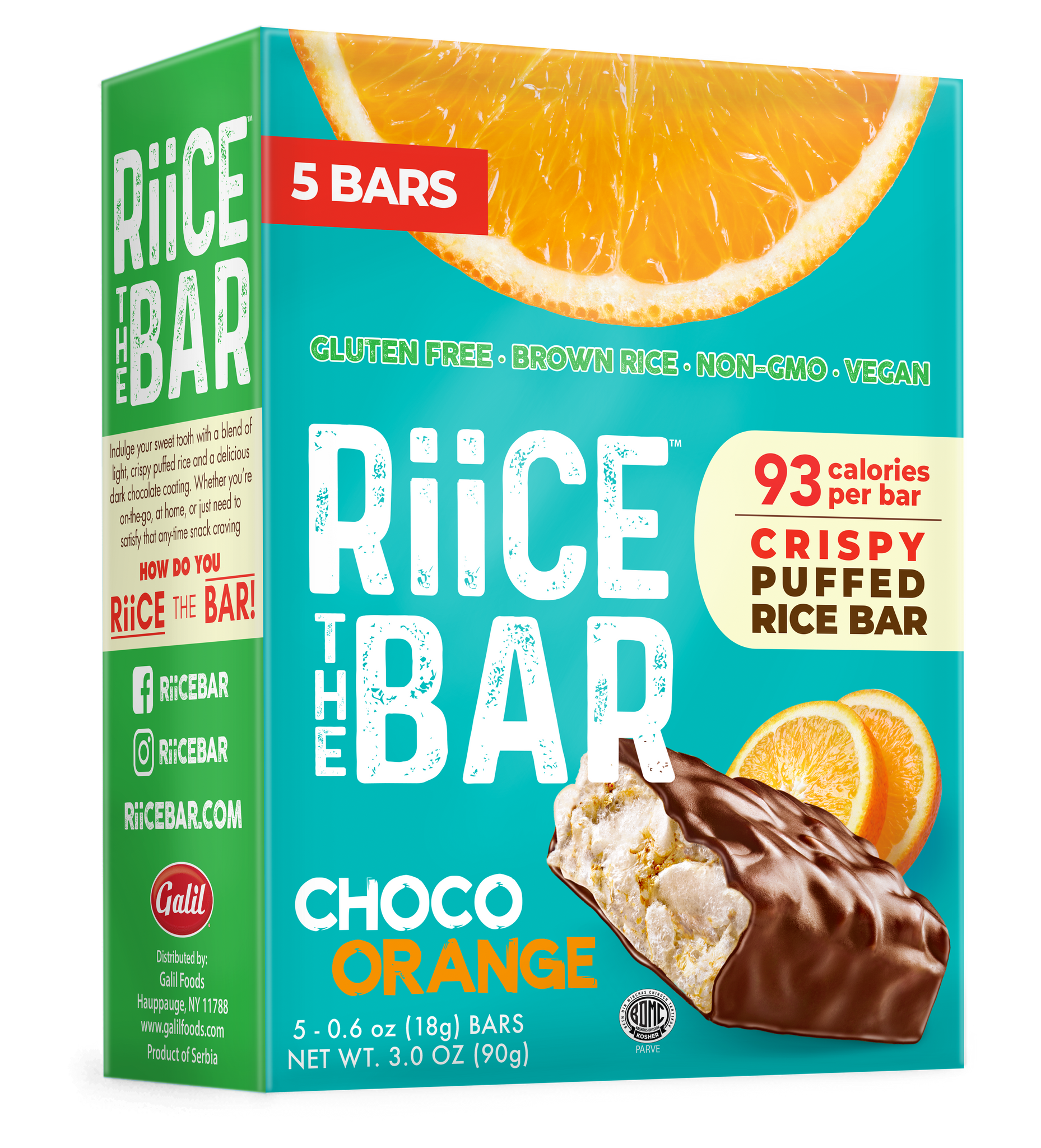 RiiCE THE BAR | CHOCO ORANGE | 5 BARS x 0.6 OZ